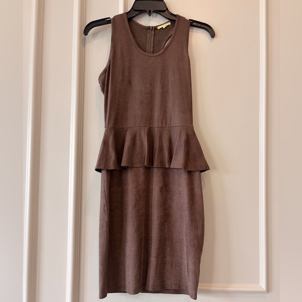 Gianni Bini Brown Peplum Mini Dress